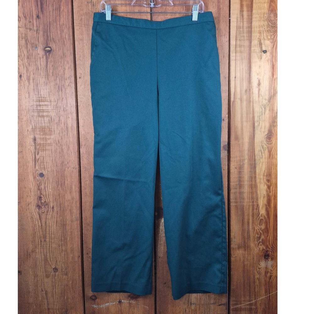 Alfred Dunner Women's Teal Green Elastic Waist Straight Leg Pants Size 14
